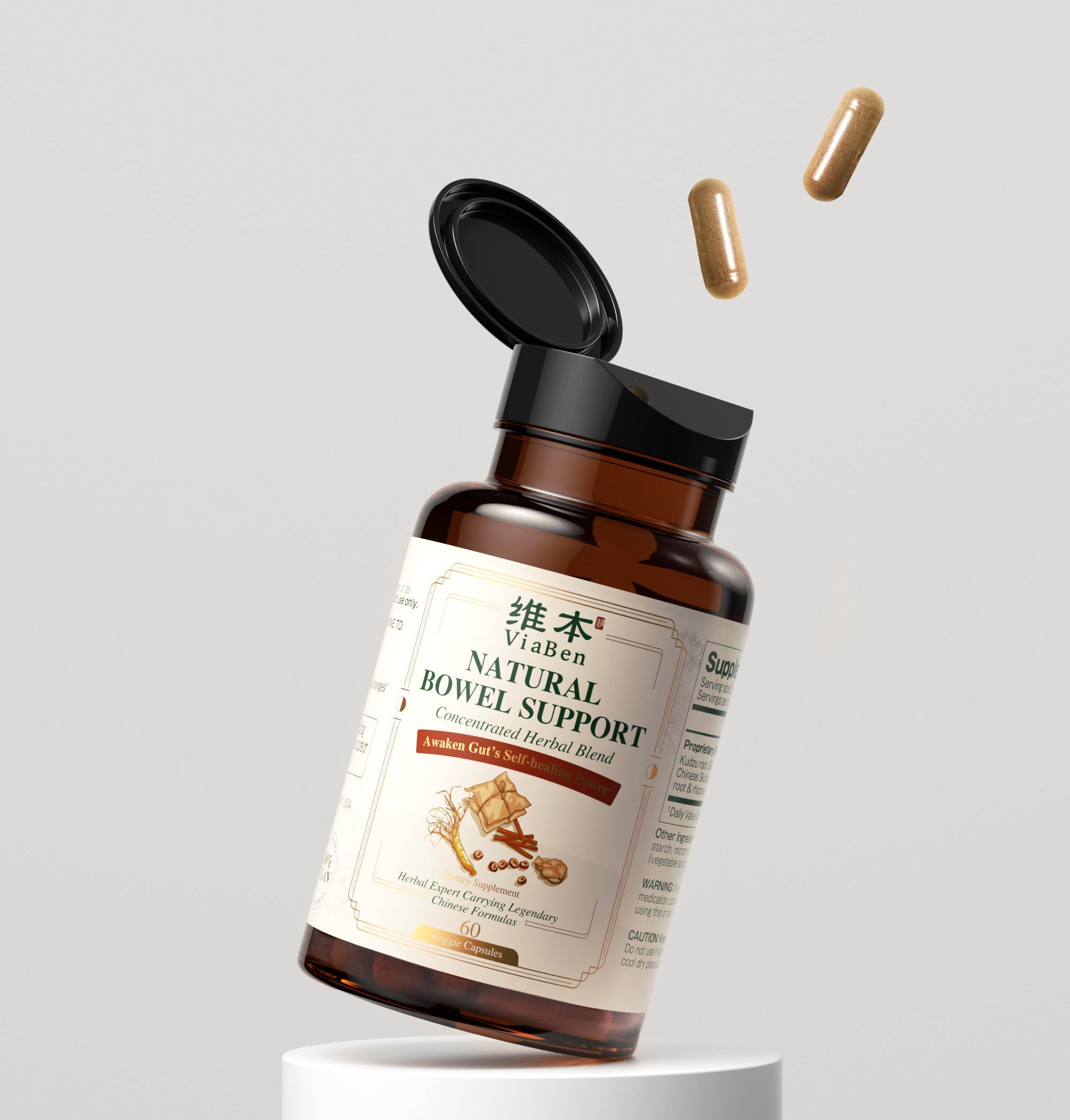 Natural Bowel Support inspired by Traditional Chinese Medicine that helps restore the gut’s self-regulating system and maintain healthy microbiome.